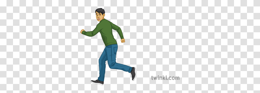 Person Running Away French People Boy Panic Secondary Rosary Illustration, Sleeve, Clothing, Pants, Long Sleeve Transparent Png