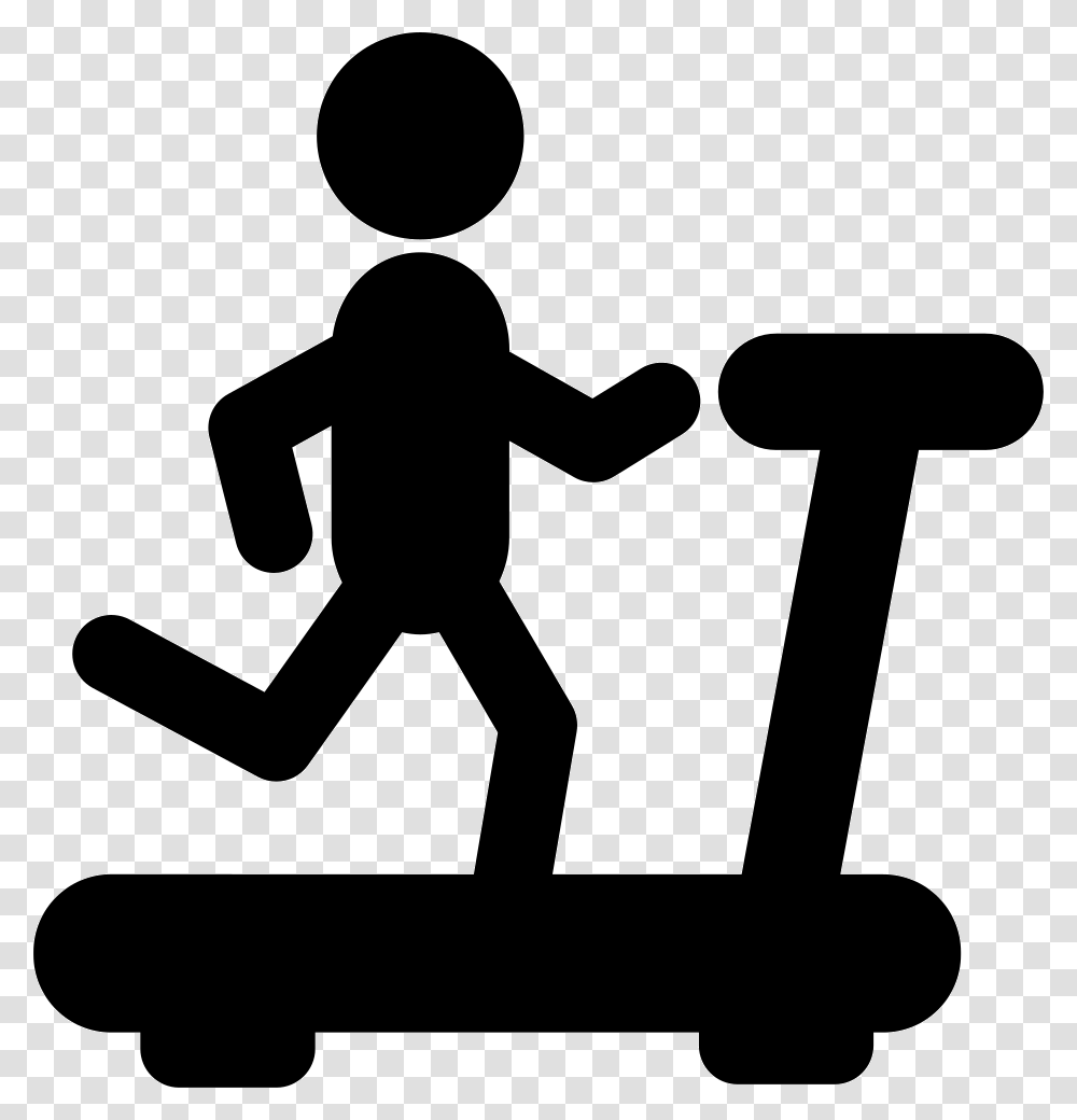 Person Running On A Treadmill Silhouette From Side View, Human, Sign, Stencil Transparent Png
