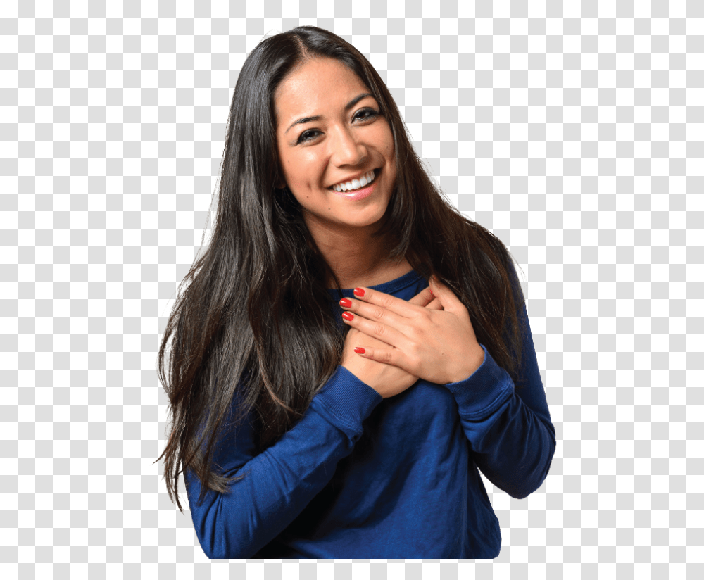 Person Saying Thank You, Human, Face, Finger, Female Transparent Png