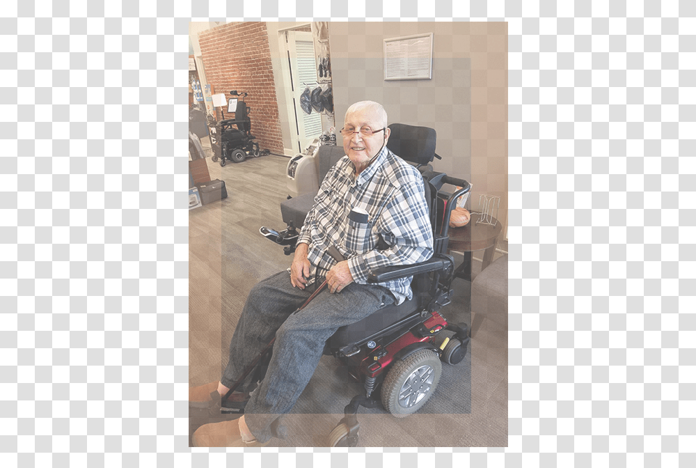 Person Seated In Newly Purchased Power Wheelchair Sitting, Furniture, Senior Citizen, Fitness, Working Out Transparent Png