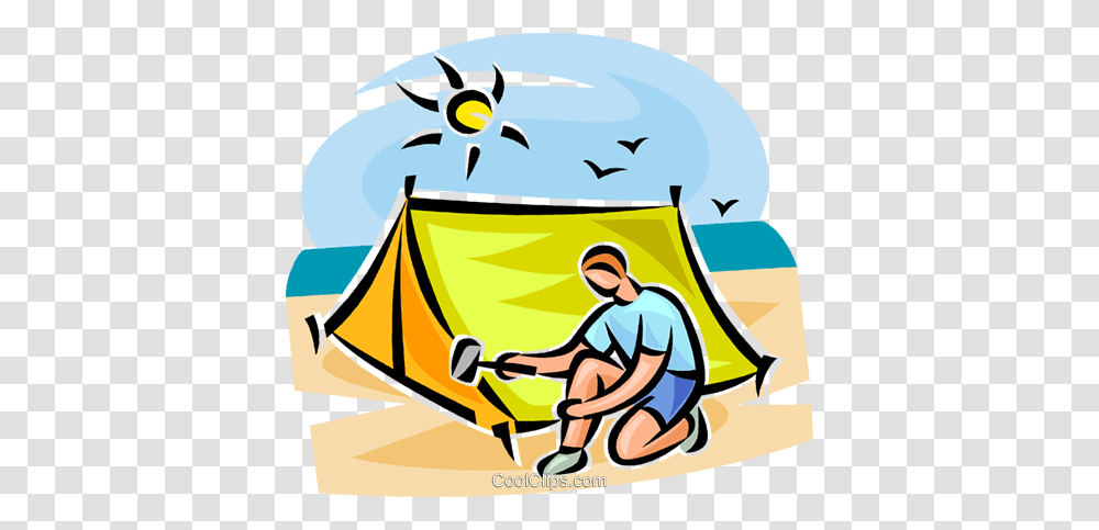 Person Setting Up A Tent Royalty Free Vector Clip Art Illustration, Bird, Animal, Camping, Furniture Transparent Png
