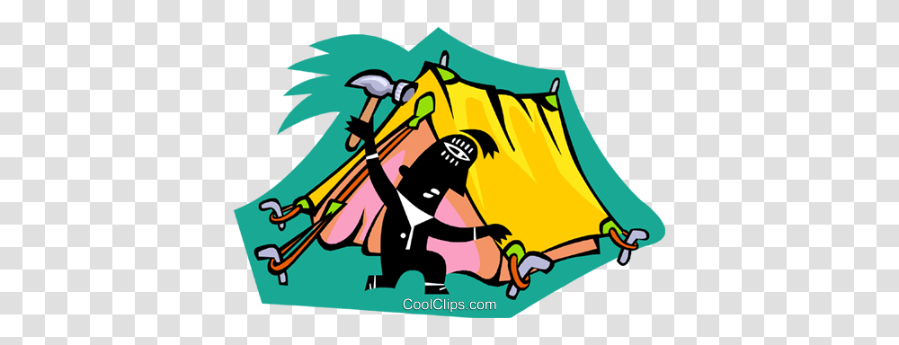 Person Setting Up Tent Royalty Free Vector Clip Art Illustration, Adventure, Leisure Activities, Camping, Paddle Transparent Png