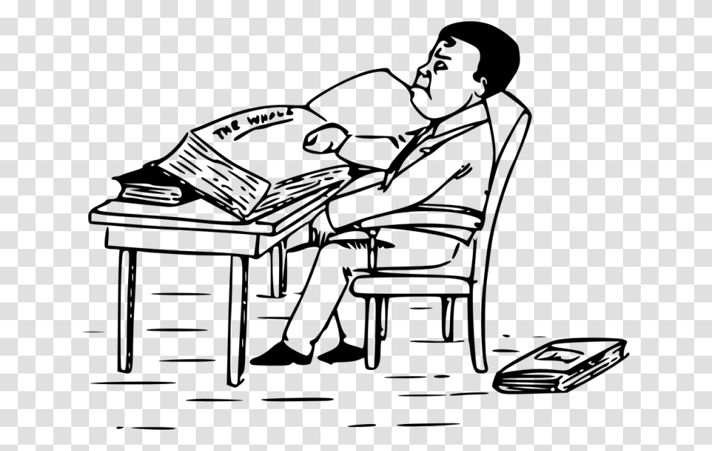 Person Sitting At Desk Drawing Man Reading Book Clipart Black And White, Gray, World Of Warcraft Transparent Png