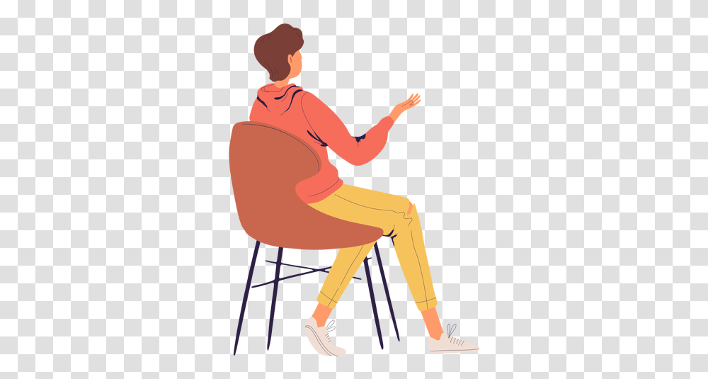 Person Sitting Character From The Back Imagenes De Una Persona Sentada, Human, Chair, Furniture, Kneeling Transparent Png