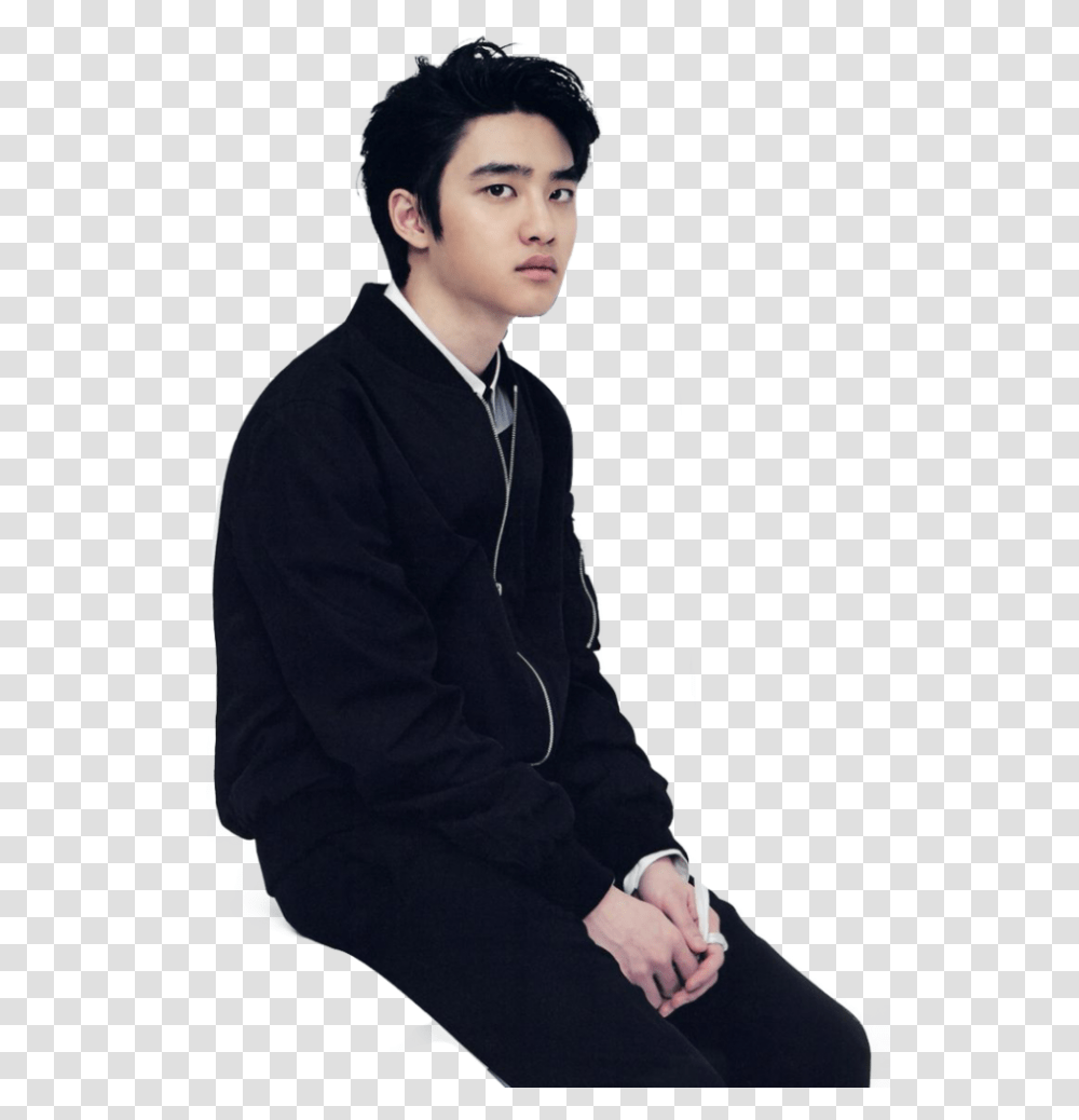 Person Sitting Do Kyungsoo, Sleeve, Apparel, Long Sleeve Transparent Png