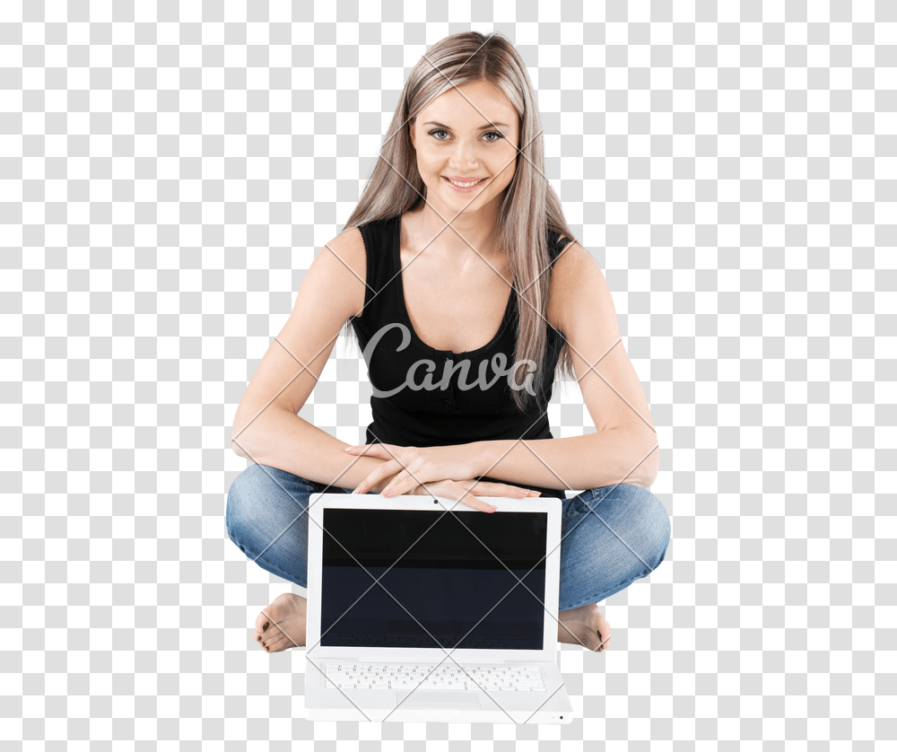 Person Sitting For Free Download, Female, Human, Laptop, Pc Transparent Png