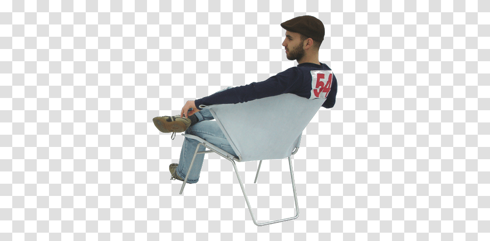 Person Sitting In Chair Back View 1 People Sitting Chair, Furniture, Clothing, Sleeve, Helmet Transparent Png