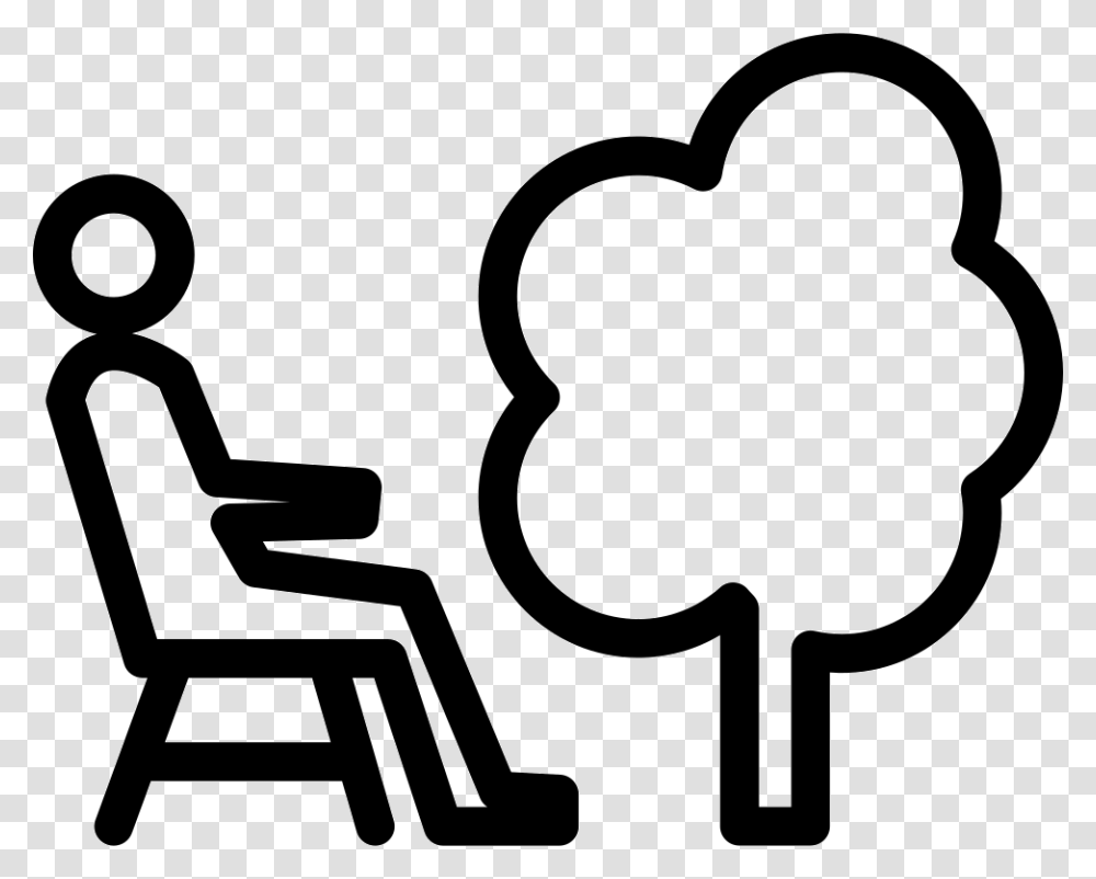 Person Sitting On A Chair Beside A Tree Comments Icon, Crowd, Audience, Stencil Transparent Png