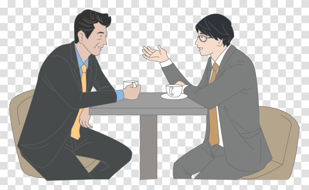 Person Speaking Cartoon, Sitting, Human, Dating, Tie Transparent Png