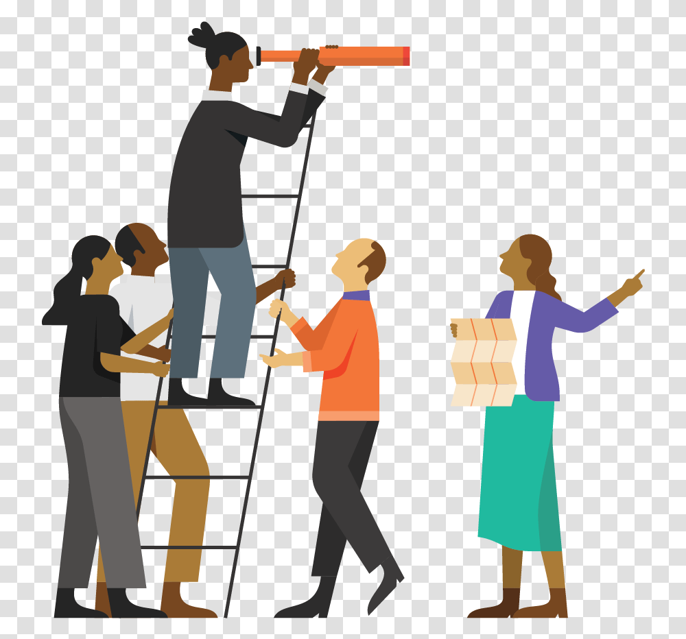 Person Standing In The Middle Of A Tall Ladder Holding People Holding Other People Up, Family, Pants, Girl Transparent Png