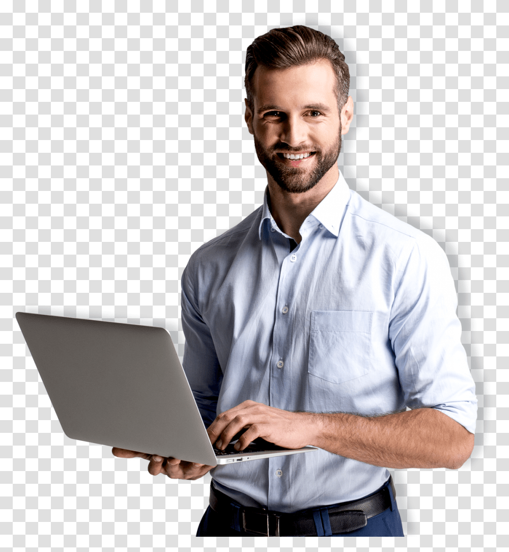 Person Standing, Pc, Computer, Electronics, Laptop Transparent Png