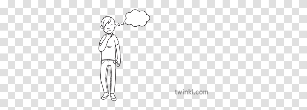 Person Thinking Black And White Illustration Twinkl Imaginary Animal Black And White, Silhouette, Clothing, Hand, Shorts Transparent Png