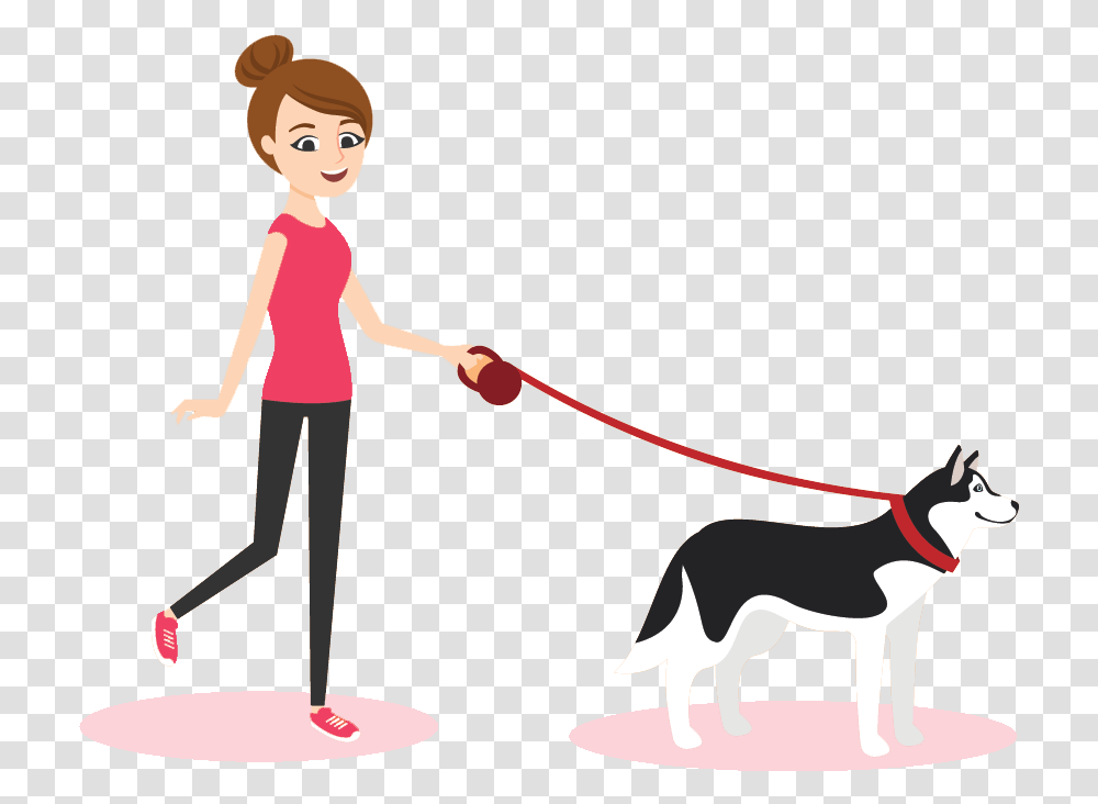 Person Walking Dog Cartoon Person Walking Their Dog, Human, Female, Girl, Teen Transparent Png