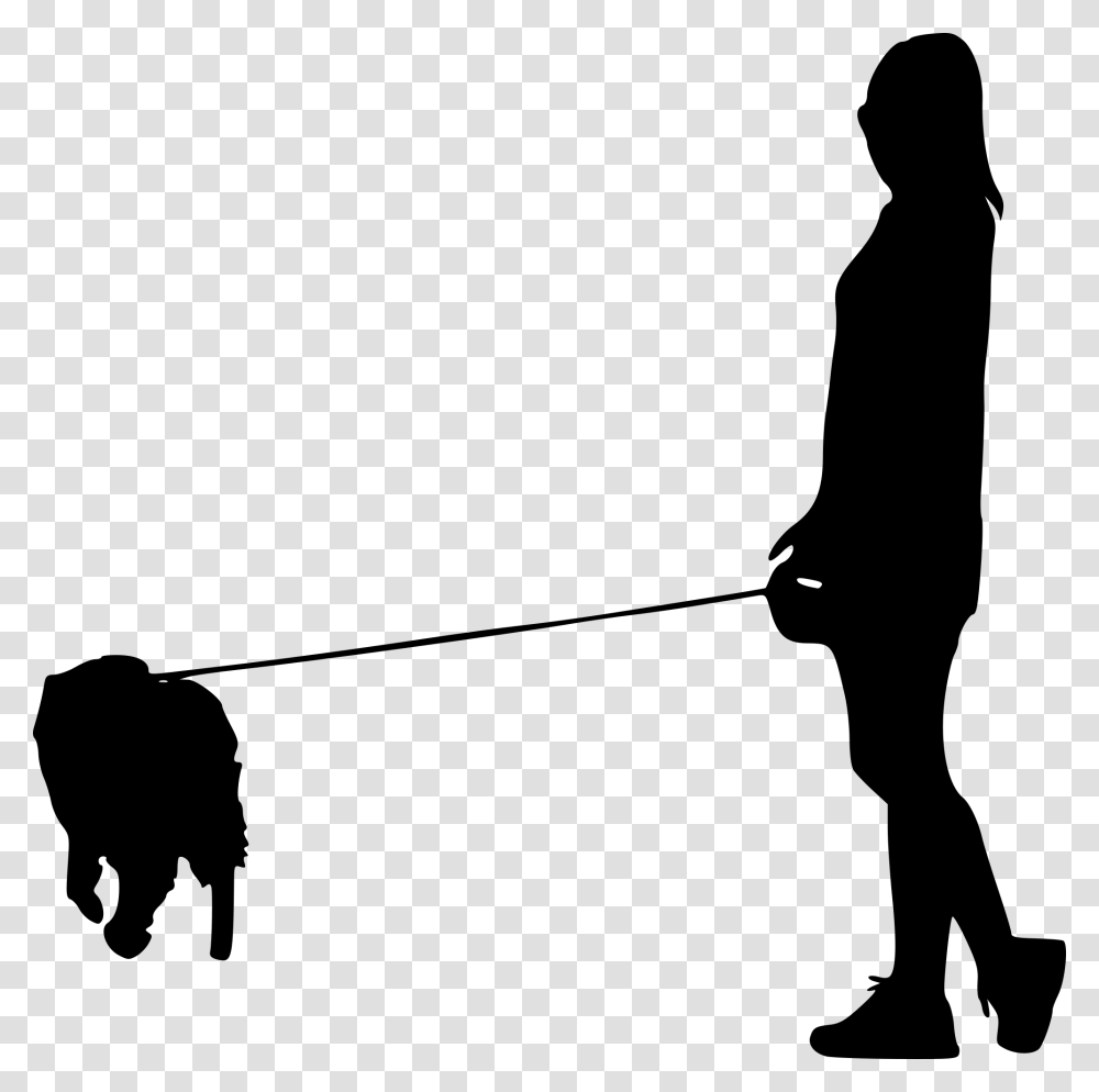 Person Walking Dog Silhouette, Gray, World Of Warcraft Transparent Png