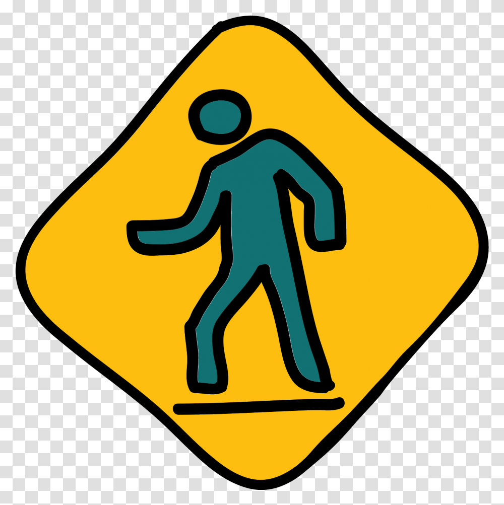 Person Walking Road Sign Icon Dot, Symbol, Light, Hand, Recycling Symbol Transparent Png