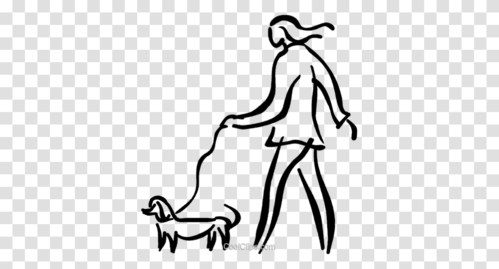 Person Walking The Dog Royalty Free Vector Clip Art Illustration, Silhouette, Antelope, Drawing, Doodle Transparent Png
