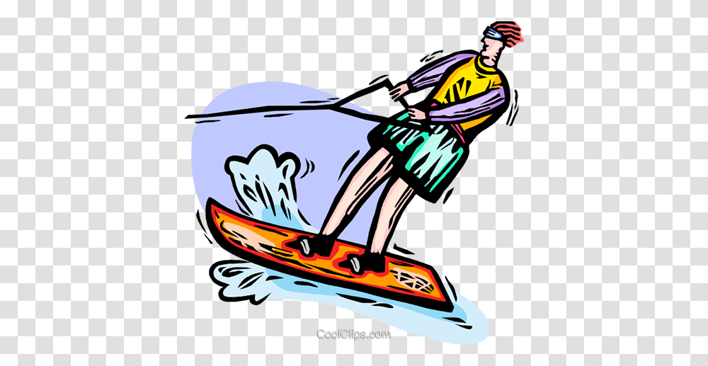 Person Water Skiing Royalty Free Vector Clip Art Illustration, Jet Ski, Vehicle, Transportation, Human Transparent Png