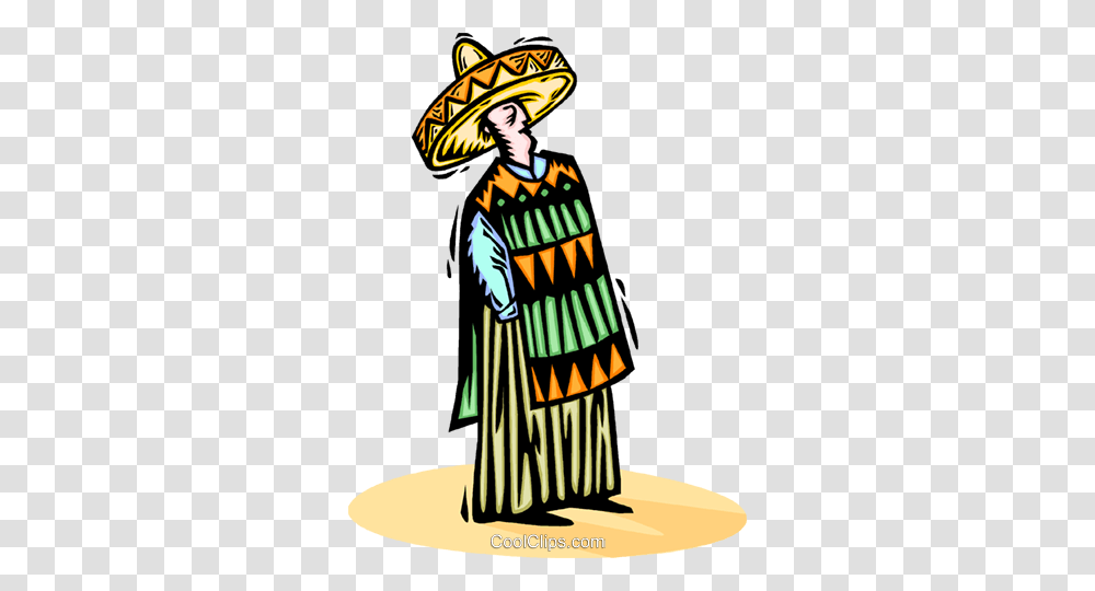 Person Wearing A Sombrero And A Poncho Royalty Free Vector Clip, Apparel, Hat, Human Transparent Png