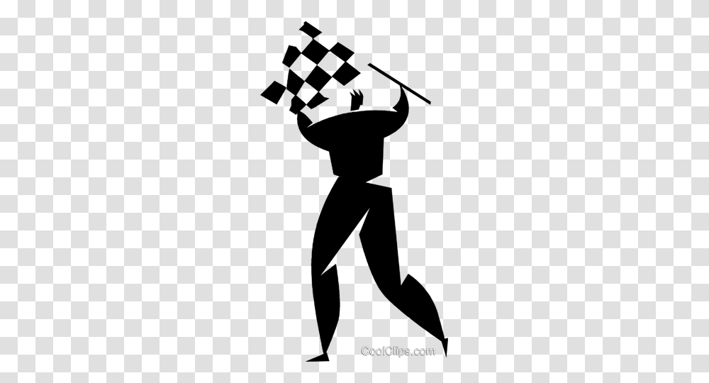 Person With A Checkered Flag Royalty Free Vector Clip Art, Silhouette, Human, Stencil, Hand Transparent Png