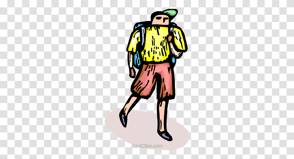 Person With A Knapsack Hiking Royalty Free Vector Clip Art, Leisure Activities, Shorts, Performer Transparent Png