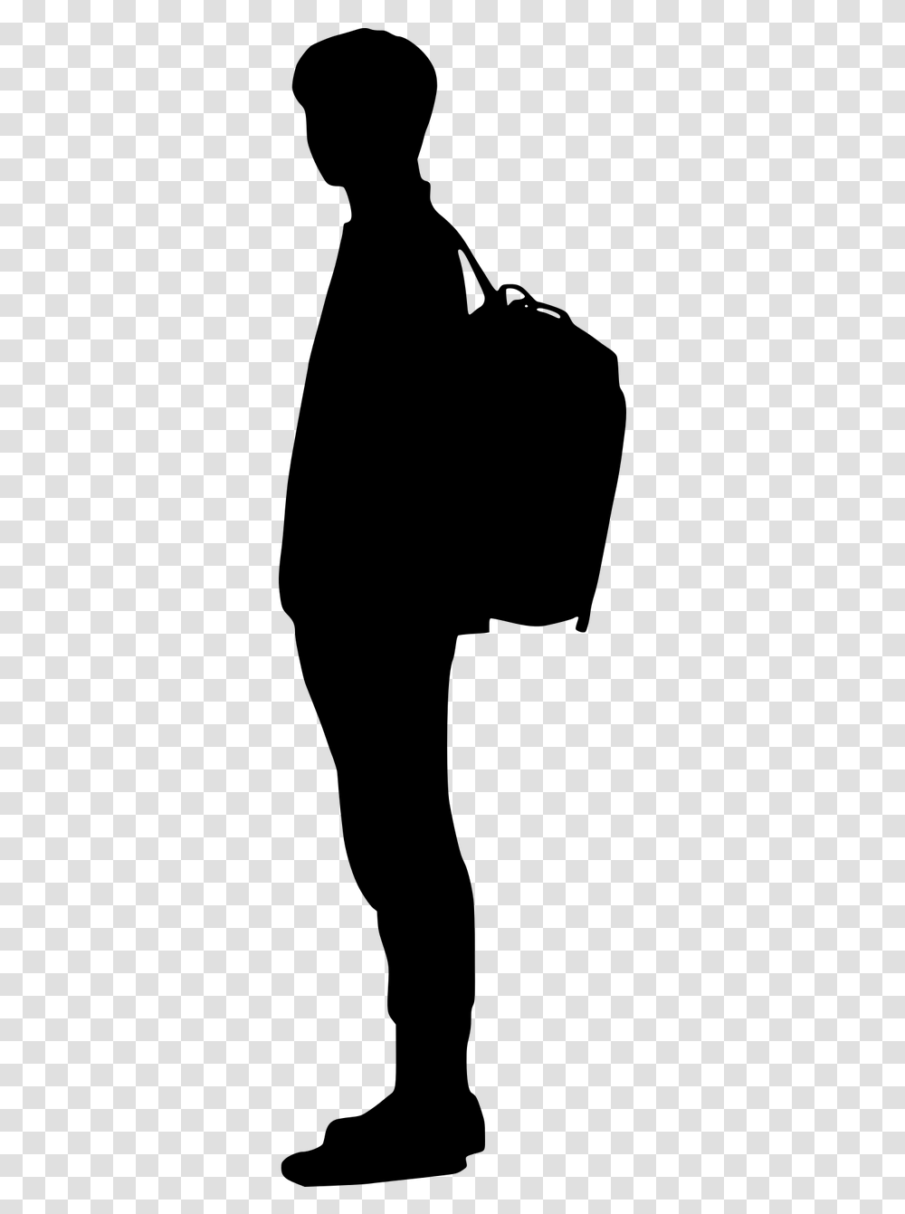 Person With Backpack Silhouette, Gray, World Of Warcraft Transparent Png