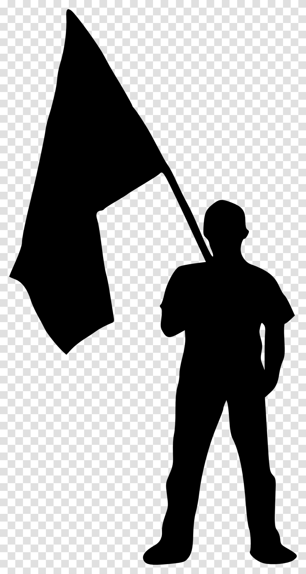 Person With Flag Silhouette Soldier Holding Flag Silhouette, Stencil, Hand, Standing, Lighting Transparent Png