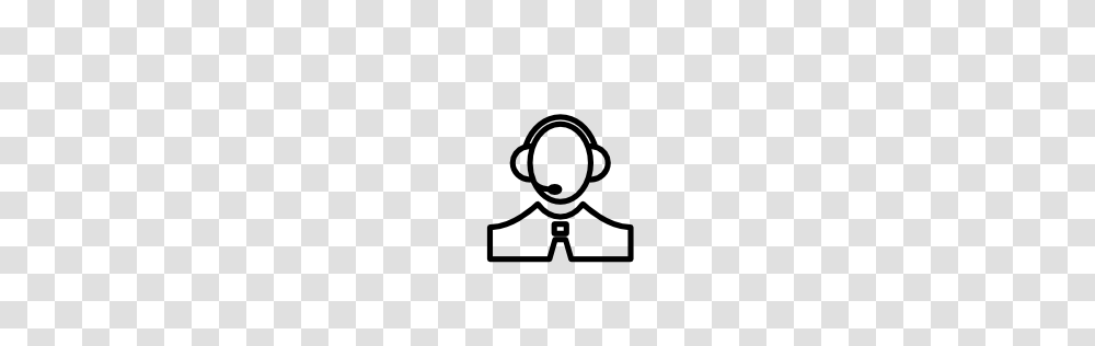 Person With Headset Thin Outline Symbol In A Circle Pngicoicns, Stencil, Logo, Trademark, Silhouette Transparent Png