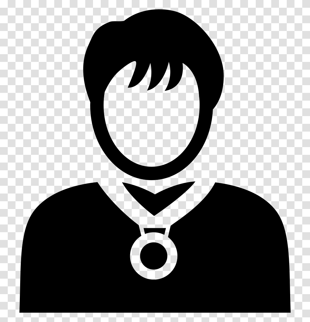 Person With Medal Necklace Icon, Stencil, Logo, Trademark Transparent Png