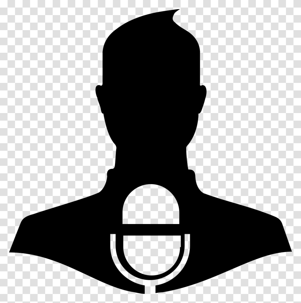 Person With Microphone Icon, Silhouette, Stencil, Human Transparent Png