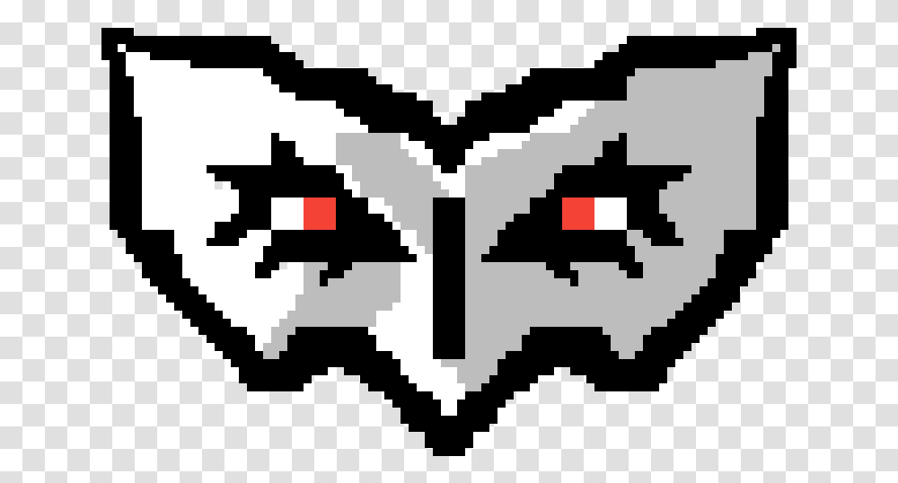 Persona 5 Joker Mask Pixel, Stencil, Text, Cross, Symbol Transparent Png