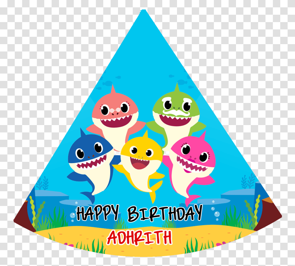 Personalized Baby Shark Birthday Party Caps Hats 10pcs Painel Baby Shark, Triangle, Plant, Bird, Animal Transparent Png
