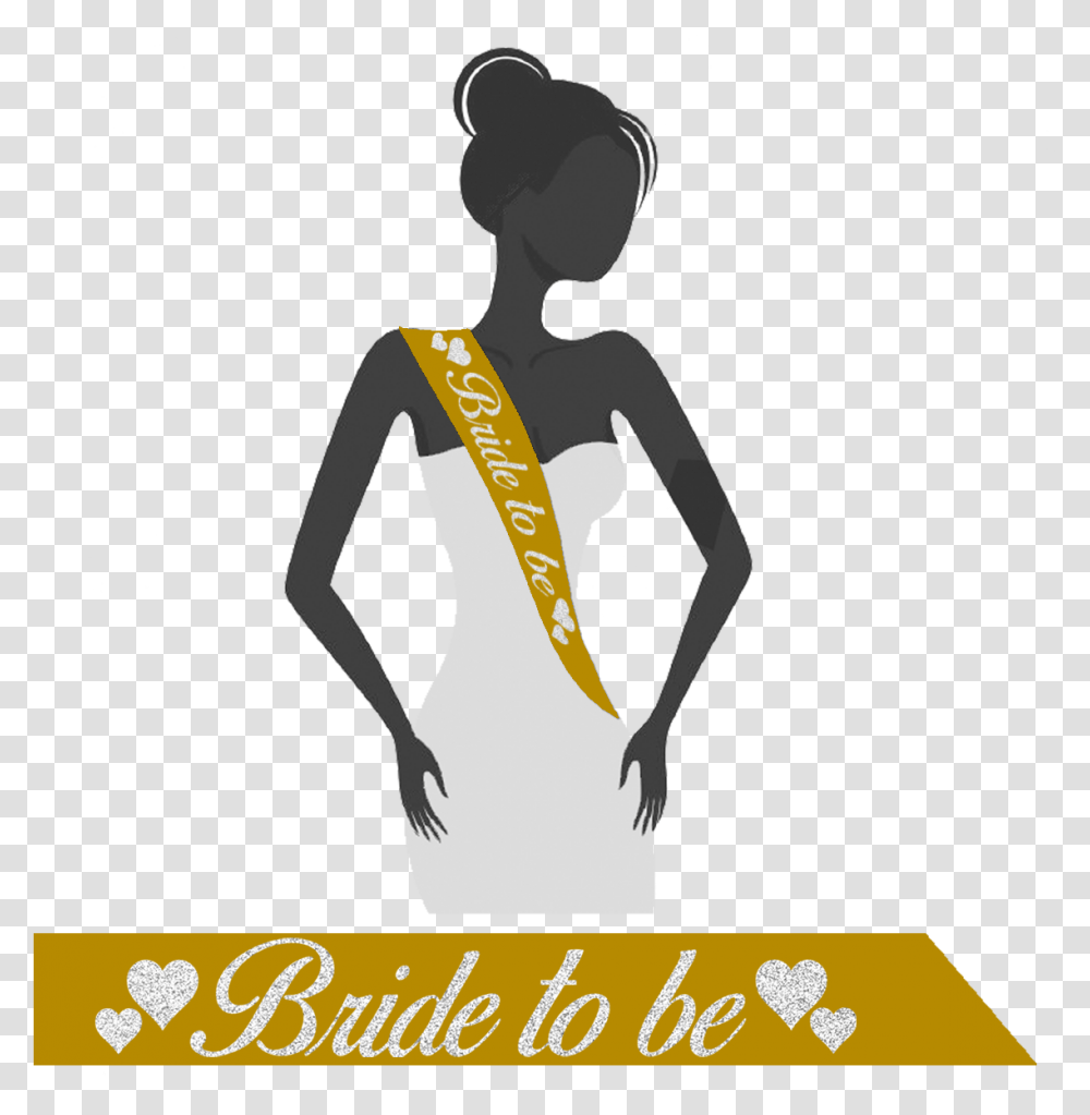 Personalized Bride To Be Sash Gold Amp Silver Girl Made Of Butterflies, Poster, Advertisement, Human, Word Transparent Png