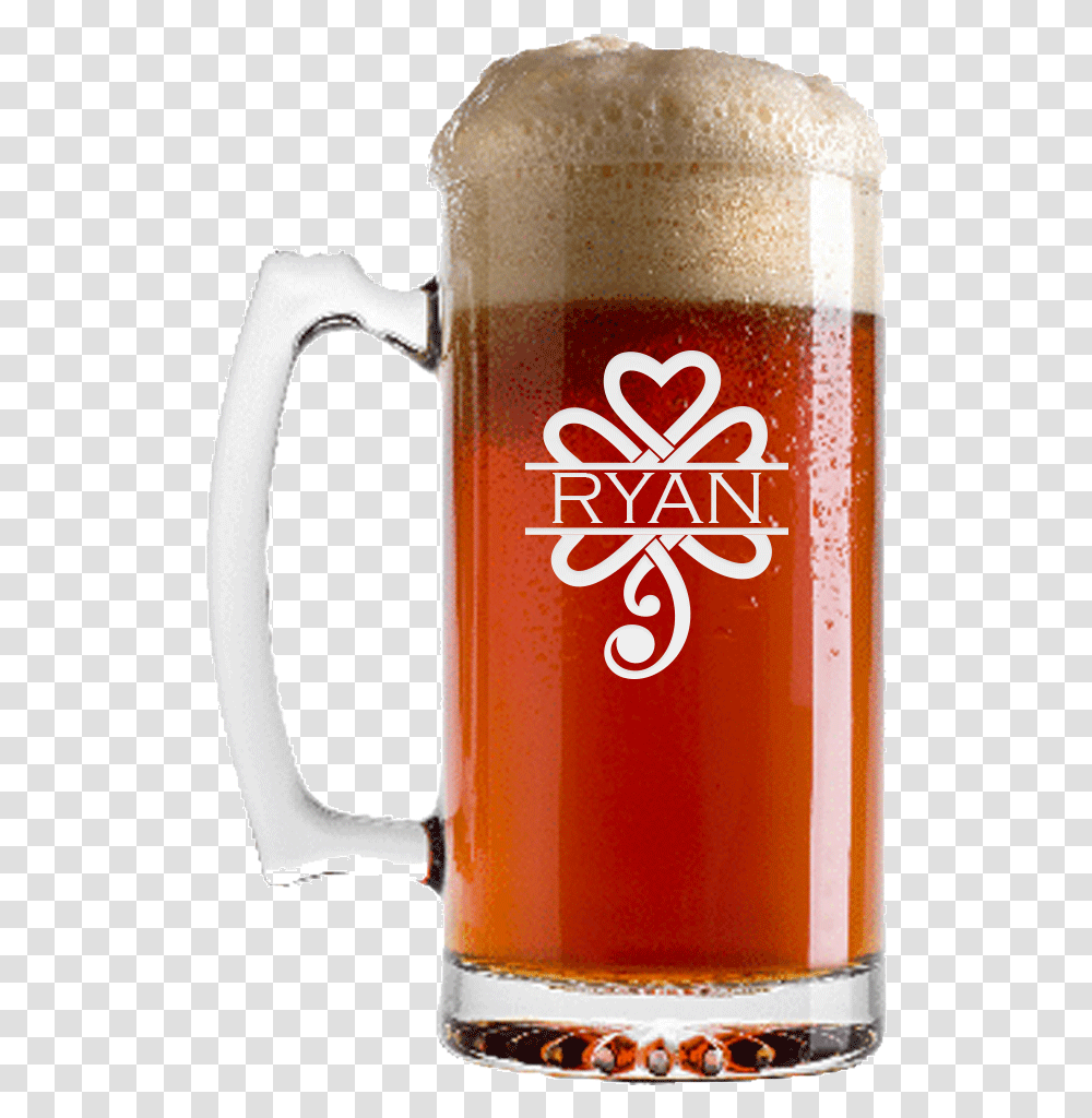Personalized Celtic Shamrock Beer Glass With Handle Guinness, Alcohol, Beverage, Drink, Stein Transparent Png