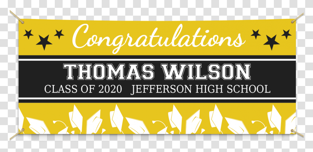Personalized Congratulations Star Banner Yellow Horizontal, Text, Label, Plant, Paper Transparent Png