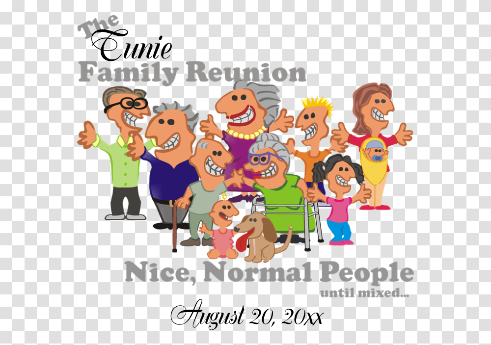Personalized Family Reunion Funny Cartoon Postcard Funny Family Reunion Clip Art, People, Crowd, Advertisement, Poster Transparent Png