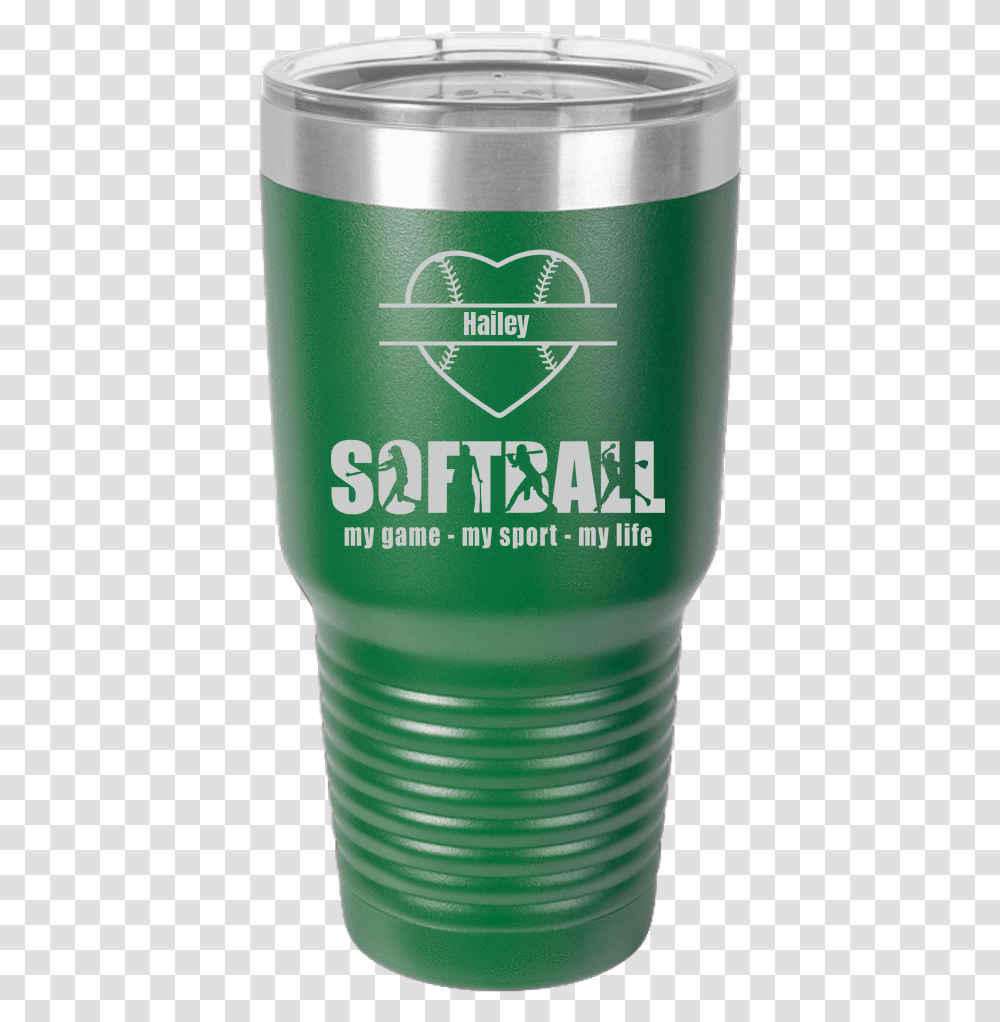 Personalized Heart Softball Tumbler Tumbler, Bottle, Beer, Alcohol, Beverage Transparent Png