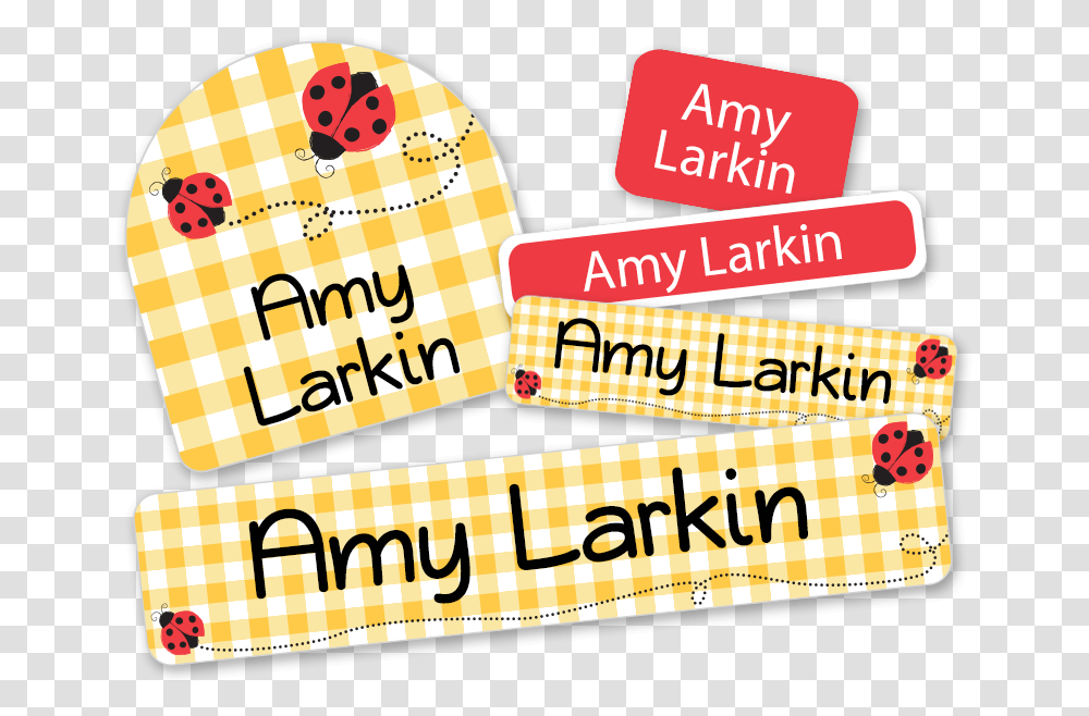 Personalized Ladybug Labels For School, Word, Alphabet, Paper Transparent Png