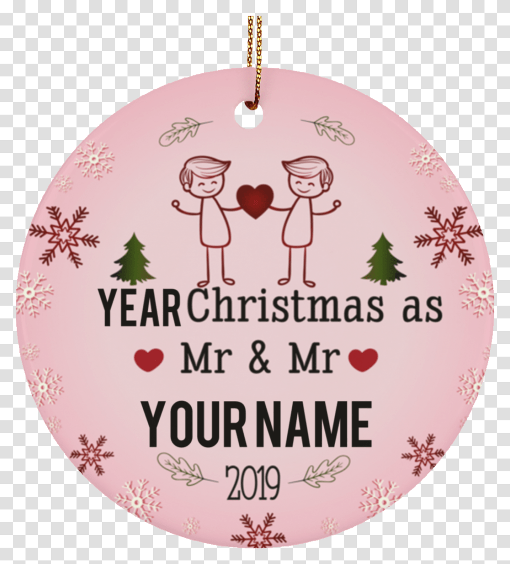 Personalized Lgbt Pride Mr And Mr Ceramic Circle Christmas Quotes, Label, Ornament Transparent Png