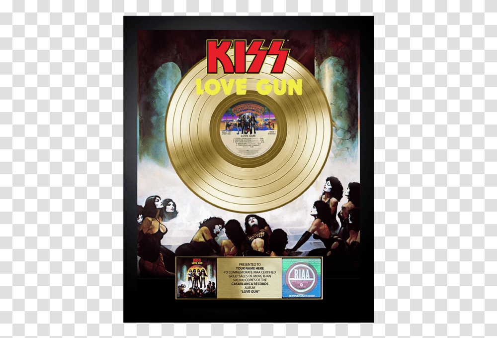 Personalized Love Gun Gold Record Award Kiss Love Gun, Poster, Advertisement, Gong Transparent Png