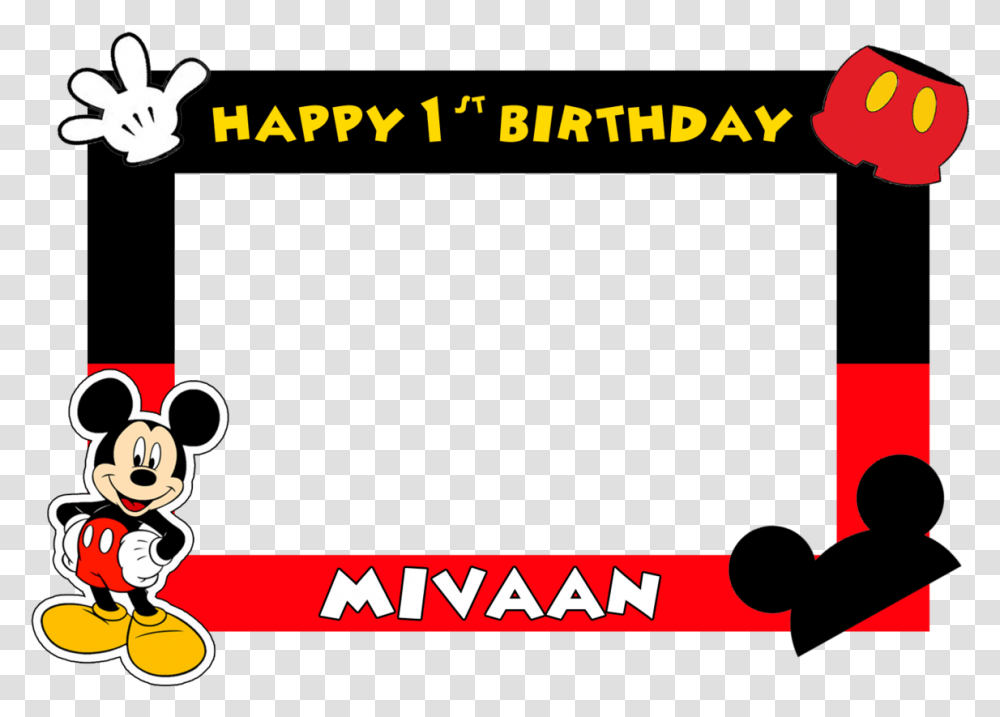Personalized Mickey Mouse Birthday Selfie Frame Photo Booth Frame Minnie Mouse, Text, Alphabet, Symbol Transparent Png