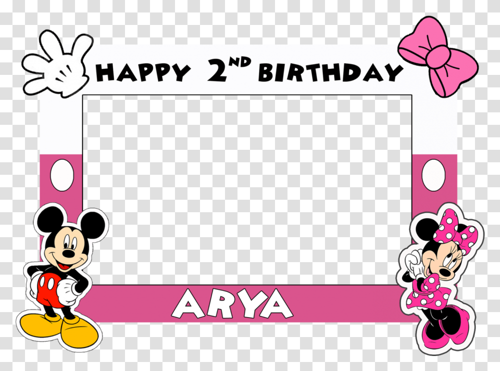 Personalized Minnie Mouse Birthday Selfie Frame Photo Booth Frame Minnie Mouse, Text, Label, Alphabet, Number Transparent Png