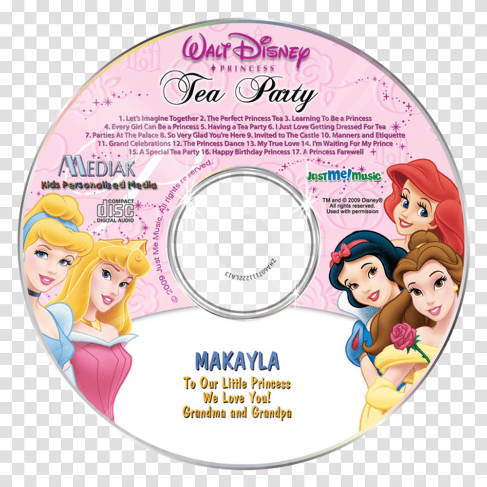 Personalized Music Cd Disney Princess Just Me Music, Disk, Dvd Transparent Png