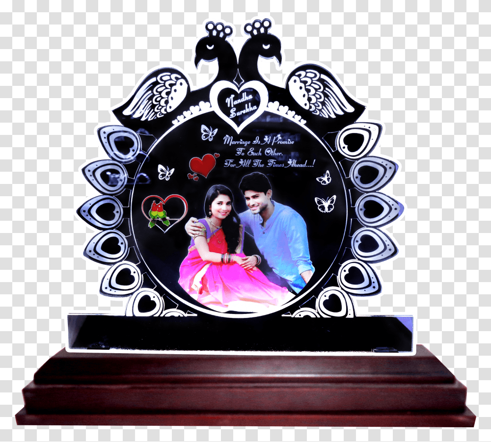 Personalized Peacock Acrylic Color Photo Frame Picture Frame, Dance Pose, Leisure Activities, Flyer, Advertisement Transparent Png