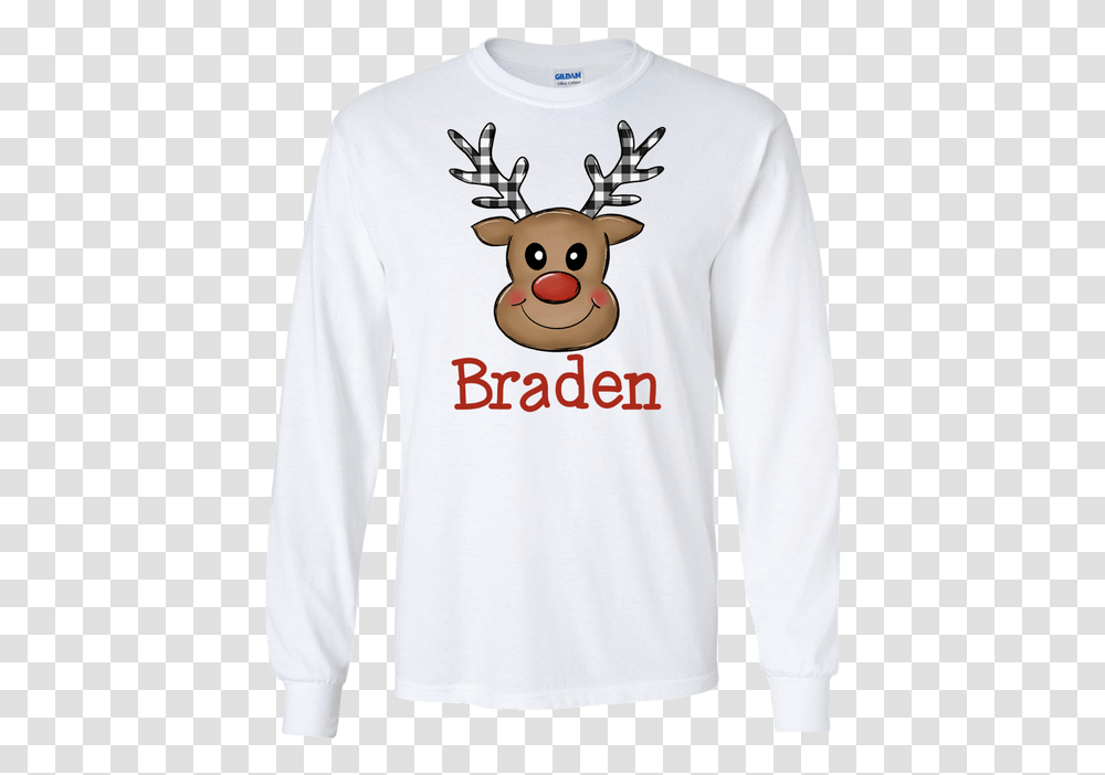 Personalized Plaid Antlers Reindeer Face Graphic T Shirt, Sleeve, Clothing, Apparel, Long Sleeve Transparent Png