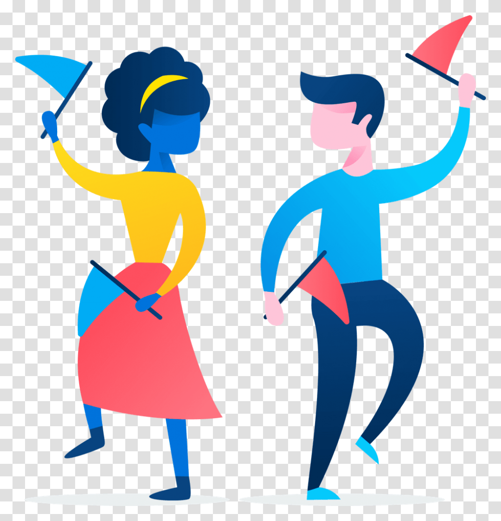 Personas Animadas Bailando Con Banderines Animated People Dancing, Poster, Hat Transparent Png
