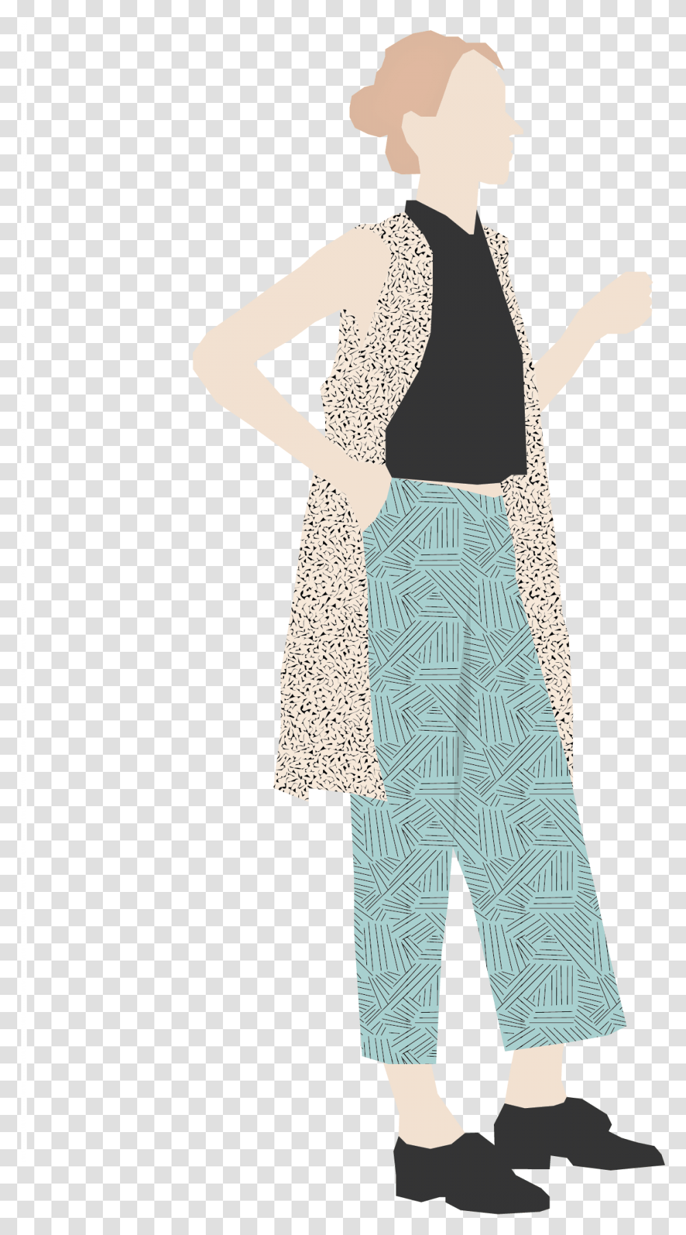 Personas Ilustradas Para Render, Sleeve, Female, Pants Transparent Png