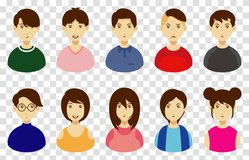 Personas Vector Personas Clipart, Hair, Face, Crowd, Text Transparent Png