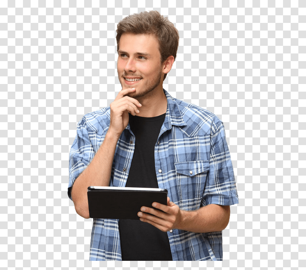 Personpleasantly Distracted Man Thinking Man Thinks Background, Shirt, Apparel, Human Transparent Png