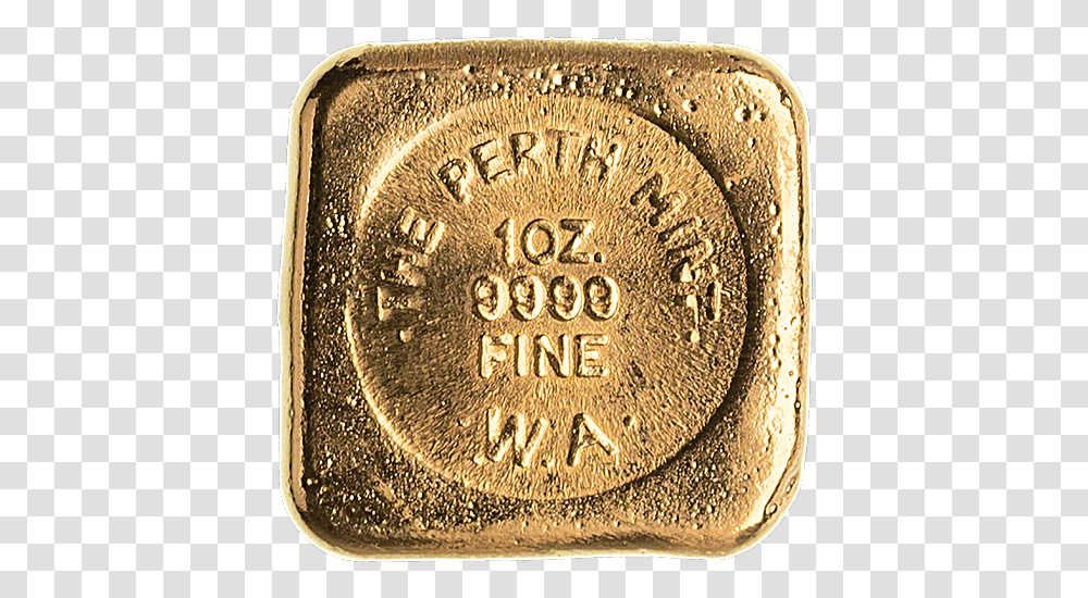 Perth Mint Gold Bar Perth Mint Square Gold, Coin, Money, Rug Transparent Png