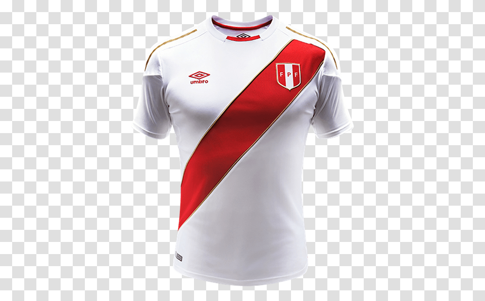 Peru 2018 Home Jersey From Umbro Peru Football Shirt, Clothing, Apparel, Sash, Sleeve Transparent Png